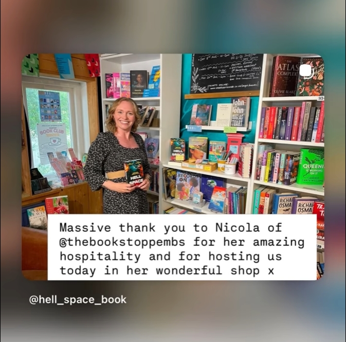 Nicola of @thebookstoppembs with Hell Space - Revelations.